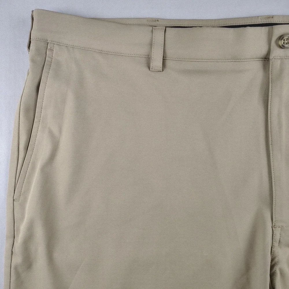 2-PGA TOUR Men's Golf Shorts Size 42 Blue Khaki Stretch Performance Flat Front